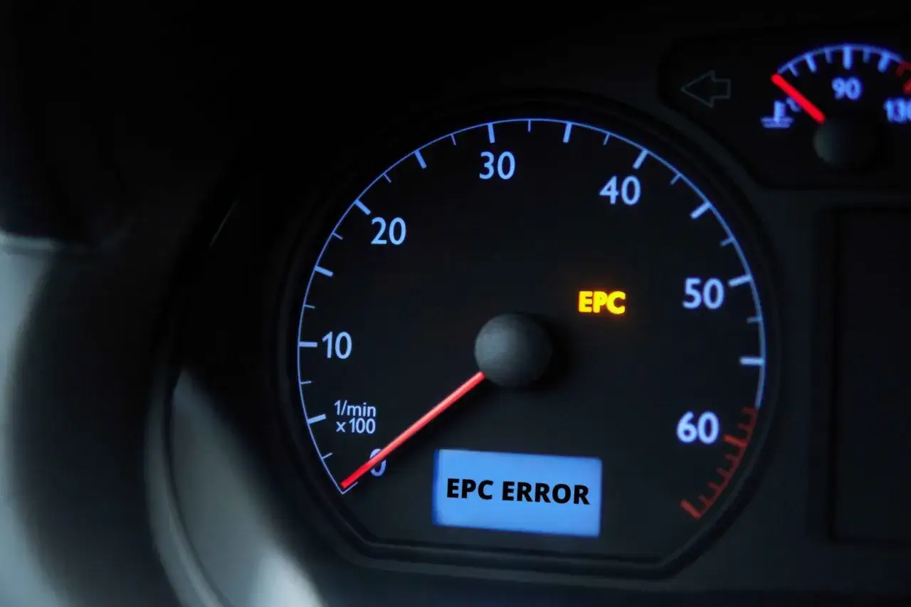 Kontrolka EPC świeci się na desce rozdzielczej, sygnalizując błąd.